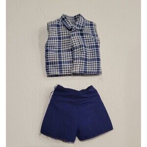 Ken Blue Plaid Shirt and Shorts - Purple Barbie Tag